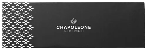 Black custom folding box with Chapoleone Branding
