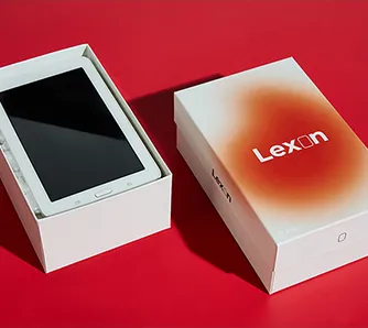 Branded custom rigid phone boxes with gradient print packed for shipping